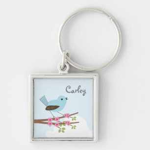 Blue Bird in Blossom Tree Keychain