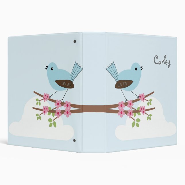 Blue Bird in Blossom Tree Personalised Binder (Background)