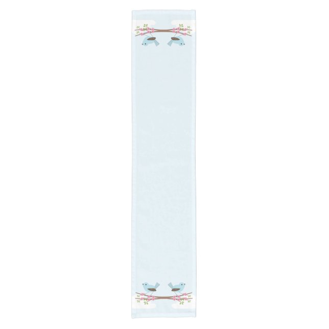 Blue Bird in Blossom Tree Short Table Runner (Front)