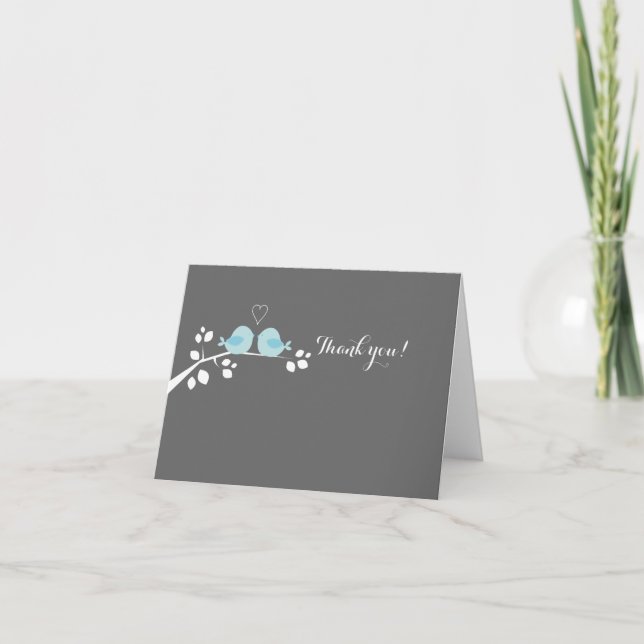 Blue Bird Mariage Couple Merci Note Card (Devant)