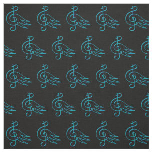 Blue Bird Music Pattern Fabric