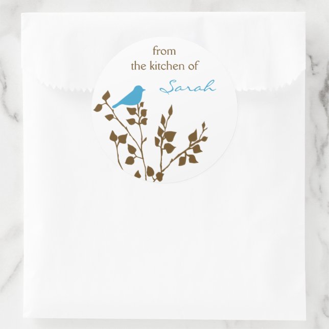 Blue Bird Name Baking and Canning Classic Round Sticker (Bag)
