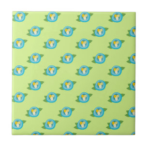 Blue Bird Nests Colorful Eggs Green Leaves Nature Tile