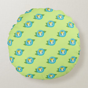 Blue Bird Nests Colourful Eggs Green Leaves Nature Round Pillow