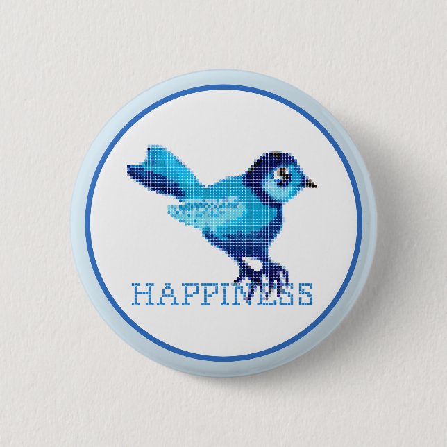 Blue bird of happiness 2 inch round button (Front)