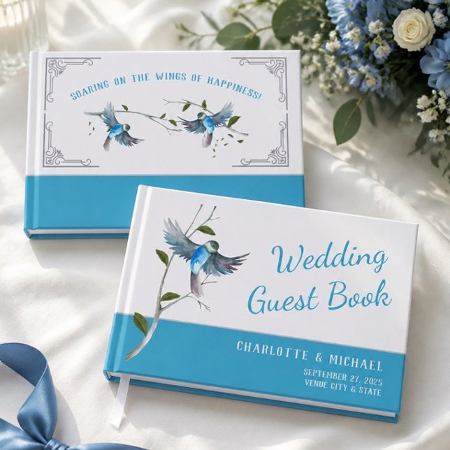 Blue Bird of Happiness Wedding Guest Book (Creator Uploaded)