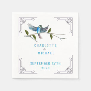 Blue Bird of Happiness Wedding Paper Napkin