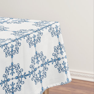 Blue bird of happiness winged birds pattern tablecloth