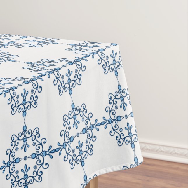 Blue bird of happiness winged birds pattern tablecloth (In Situ)