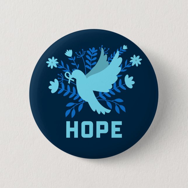 Blue Bird of Hope and Peace - Dove 2 Inch Round Button (Front)