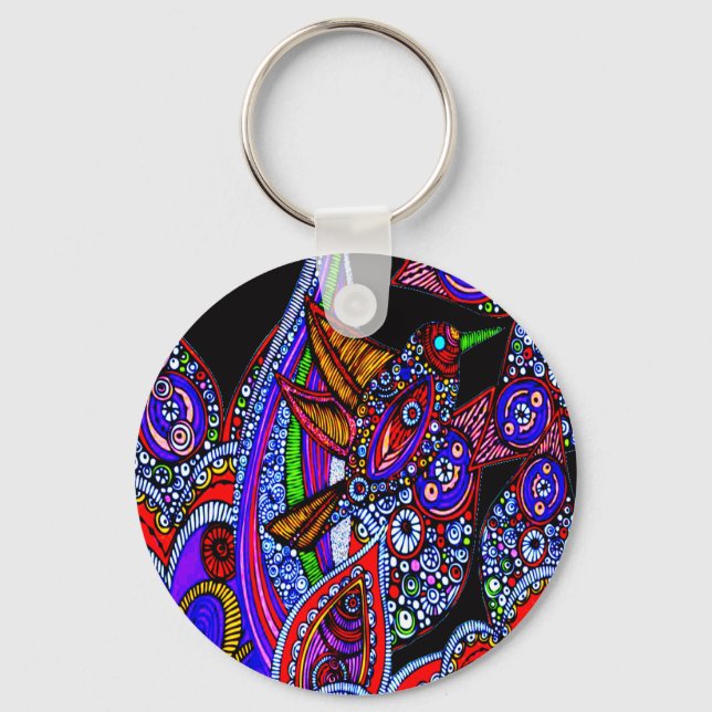 Blue Bird Of Paradise Black Key Chain (Front)