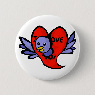 Blue Bird of Valentines Day Button