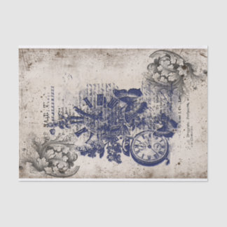 Blue bird on vintage background tissue paper