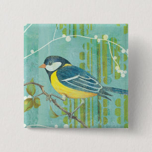 Blue Bird Perched on a Tree 2 Inch Square Button