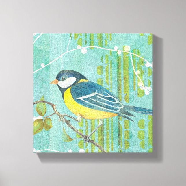 Blue Bird Perched on a Tree Canvas Print (Front)