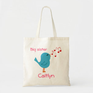 Blue Bird Personalized Big Sister Tote Bag