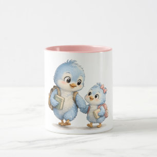 Blue Bird Pink Accent Ceramic Mug