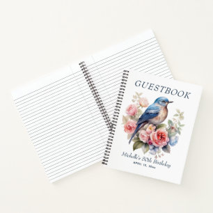 Blue Bird Pink Floral 50th Birthday Notebook