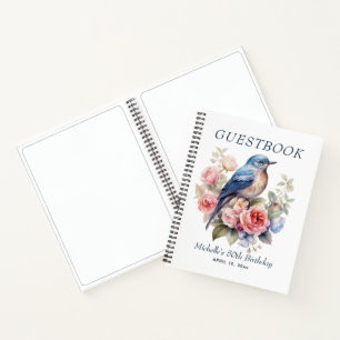 Blue Bird Pink Floral 50th Birthday  Notebook