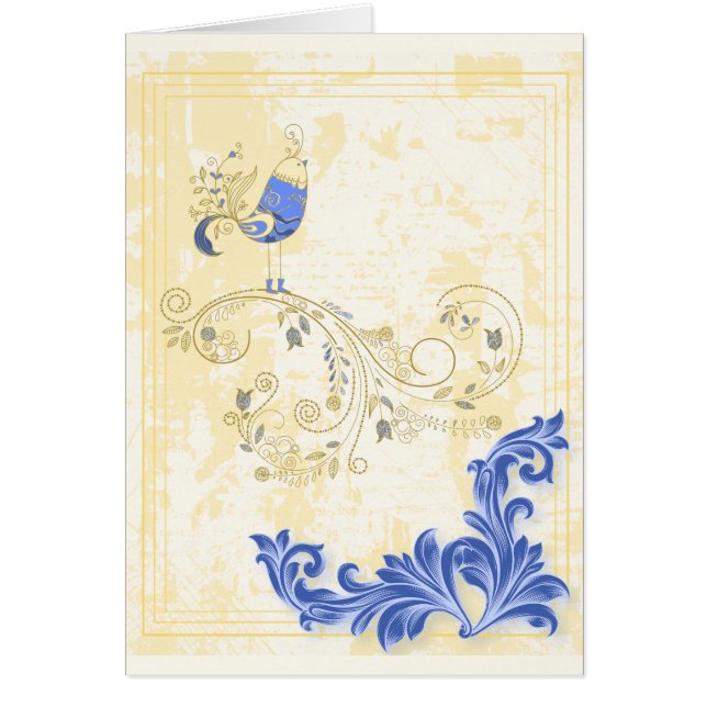 Blue Bird Retro Floral Art (Devant)