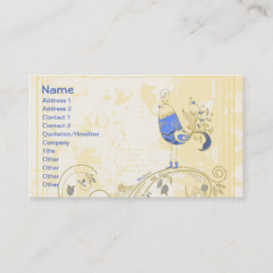 Blue Bird Retro Floral Fine Art Business Card