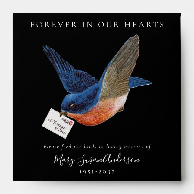 Blue Bird Seed Packet Memorial Funeral  Envelope (Front)