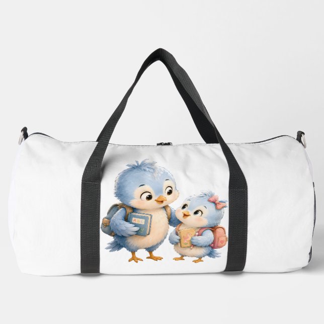 Blue Bird Siblings Duffel Bag (Front)