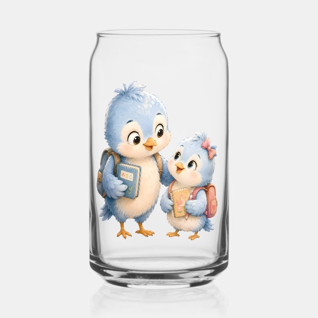 Blue Bird Siblings Glass Drinkware Set (Front)
