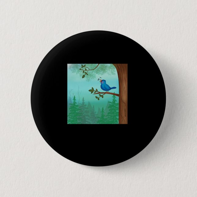 Blue Bird Sticker  2 Inch Round Button (Front)