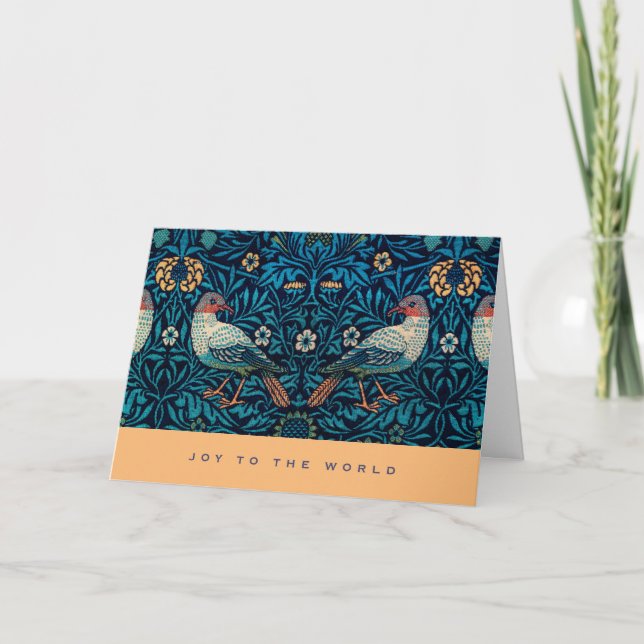 Blue Bird William Morris Pattern Holiday Card (Front)