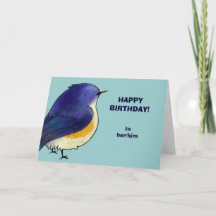 Blue Birdie Greeting Card(customizable) Card