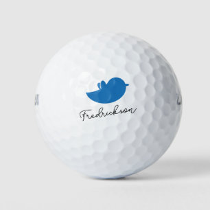 Blue Birdie Script Personalization Golf Balls