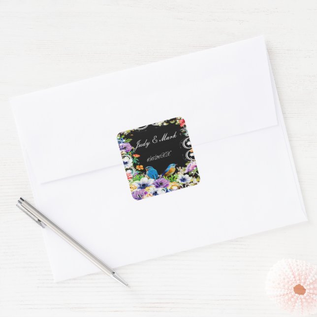 Blue Birds And Botanical Floral Wedding  Seal (Envelope)