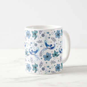 Blue Birds and Floral Harmony Seamless Pattern Coffee Mug