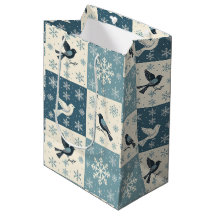 Blue Birds and Snowflakes Christmas Winter Pattern