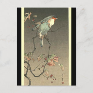 Blue Birds at Night by Seitei Watanabe 1851- 1918 Postcard