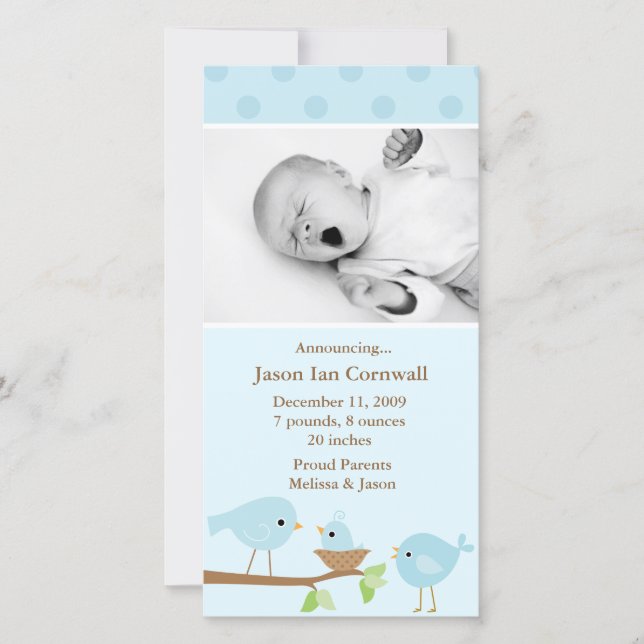 Blue Birds Birth Announcement (Front)