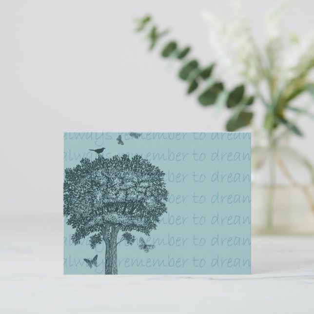 Blue Birds Butterflies Dream Tree Postcard (Standing Front)
