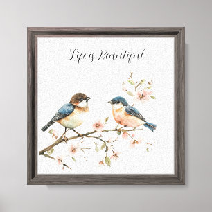 Blue Birds Cherry Blossom Canvas Print