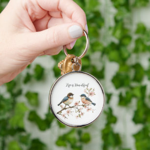 Blue Birds Cherry Blossom Keychain