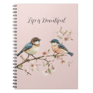 Blue Birds Cherry Blossom  Notebook