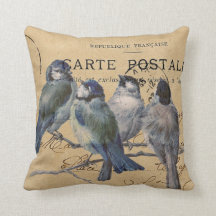 blue birds, french postcard, shabby chic