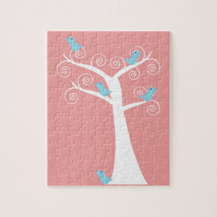 blue birds in tree cute bird art jigsaw puzzle