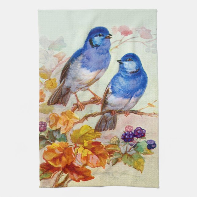 Blue birds kitchen towel (Vertical)