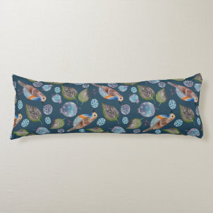 Blue Birds Watercolor Pattern Body Pillow