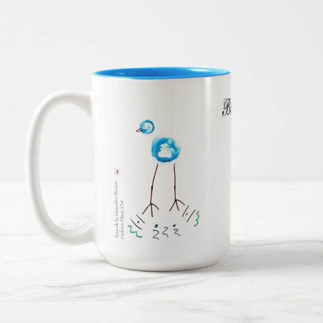 Blue Birds - whimsical - artwork Two-Tone Coffee Mug (Left)