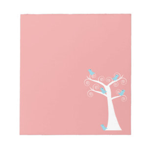 Blue Birds Whimsical Nature Tree Notepad