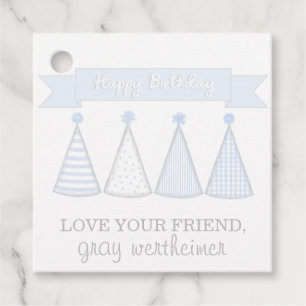 Blue Birthday Banner Hat Gift Tag