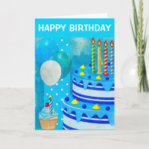 Blue Birthday Cake  Card