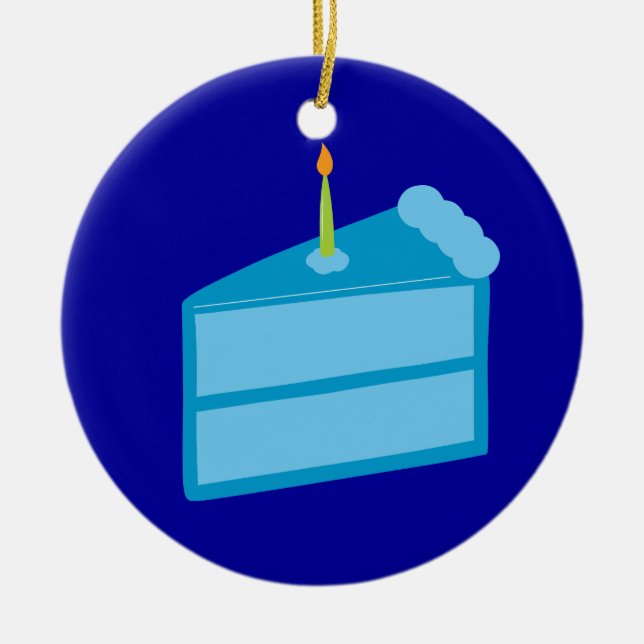 Blue Birthday Cake Ceramic Ornament (Front)